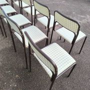 Set of 12 vintage Danish metal and fabric chairs