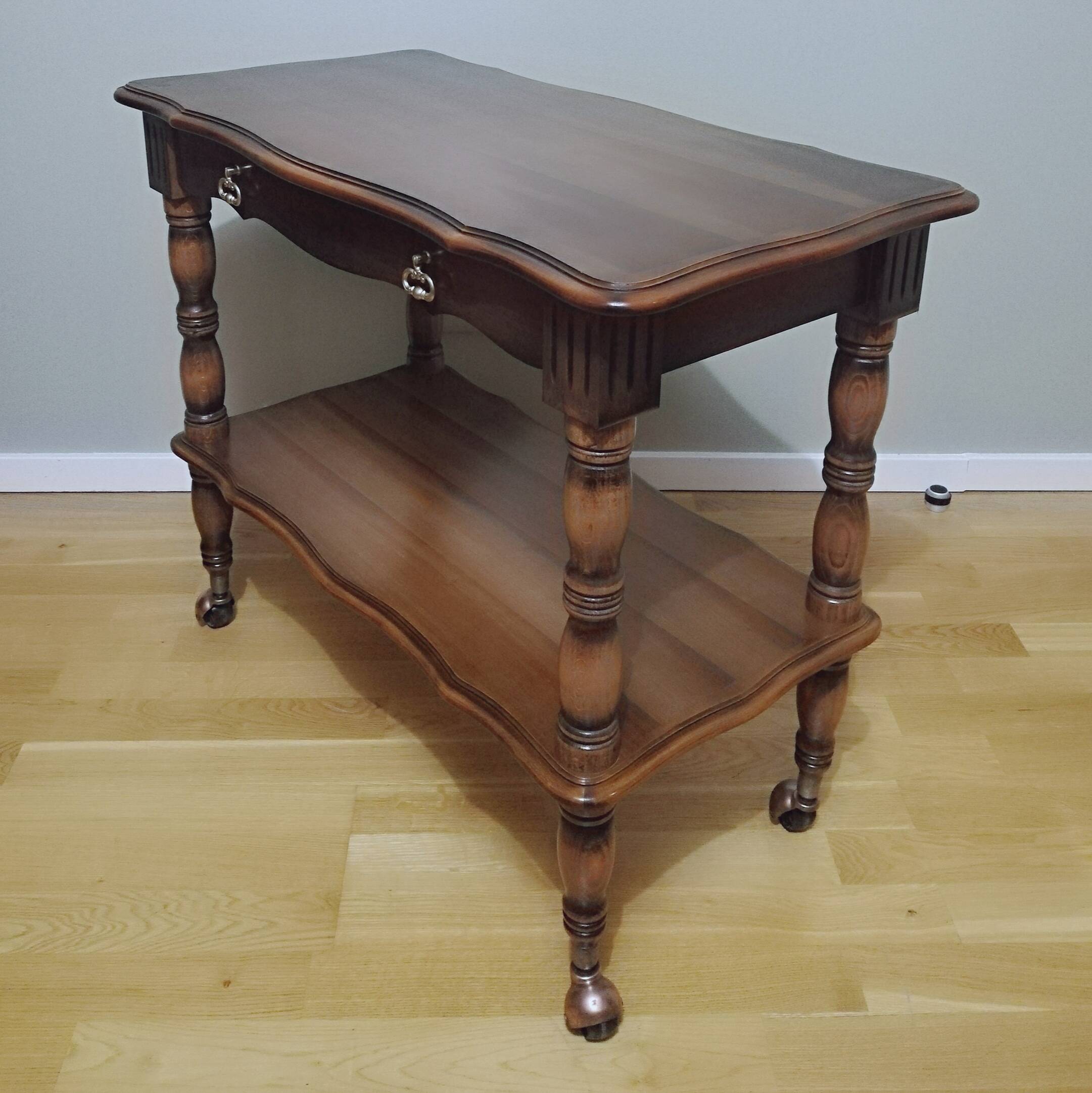 Oak trolley on wheels