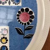 Mid-century German ceramic cake plate with floral patterns by Limburg, 1960s.