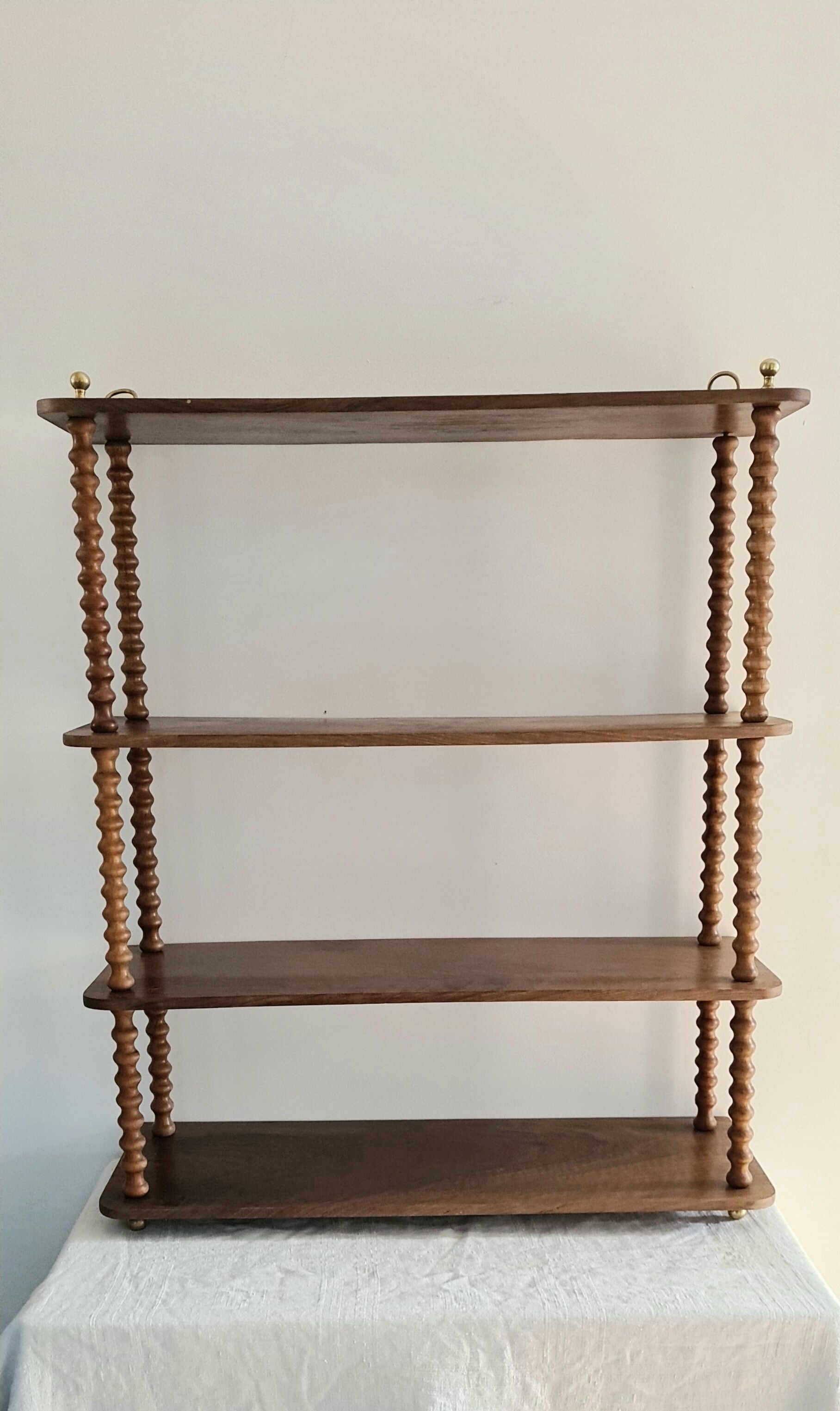 Vintage shelf turned wood and brass