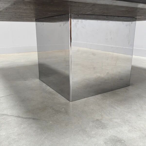Table basse en pierre et acier par Draenert, années 1970