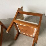 Pair of oak and straw armchairs, reconstruction style