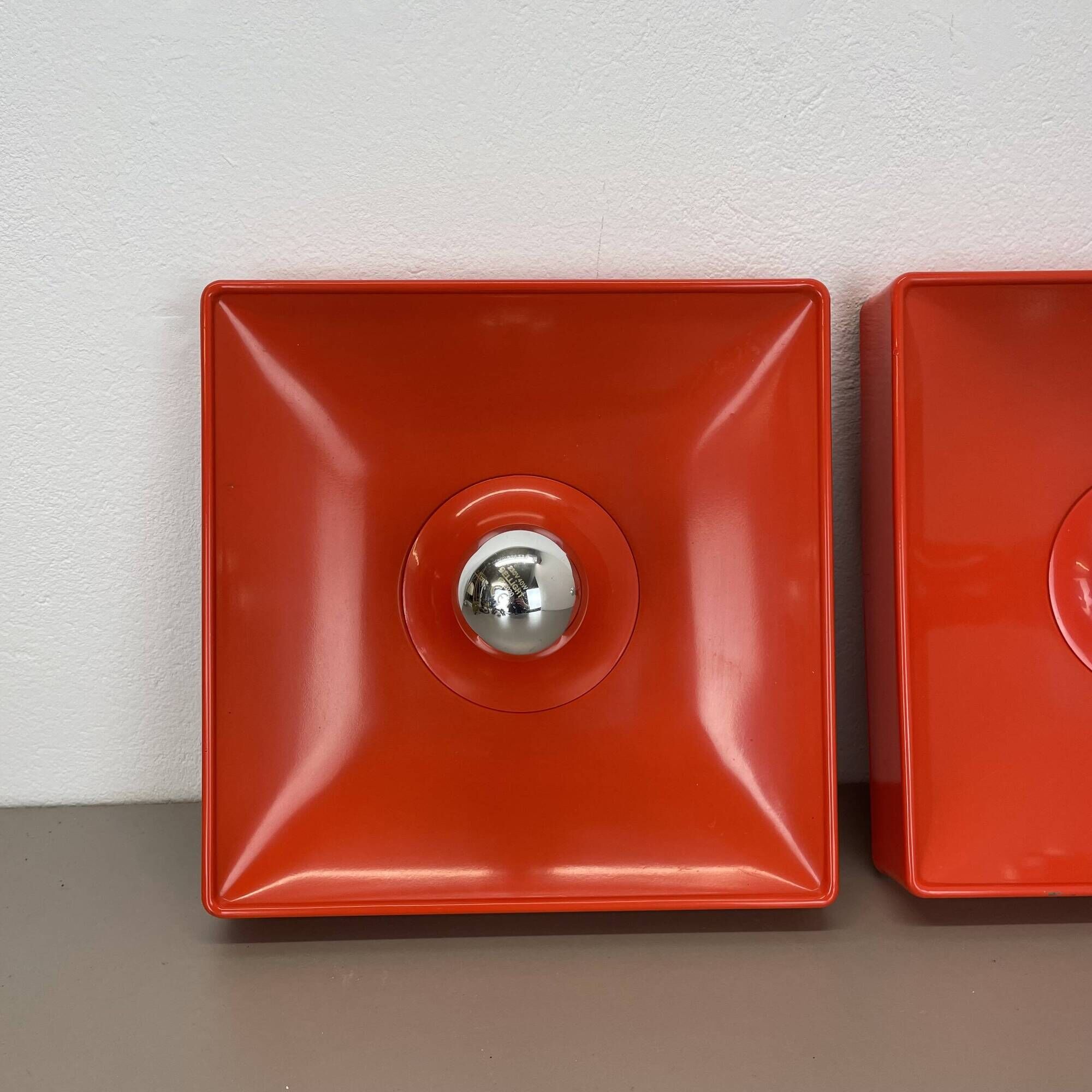 Set of 2 Cubic VERNER PANTON Style RED Wall Light by SÖLKEN Leuchten, 1970s