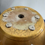 Vintage Italian design coffee table with a glass top and gold base, dating from the 1980s.