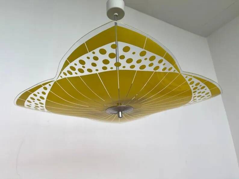 Mid-century design glass pendant by Napako, Czechoslovakia, 1970s.