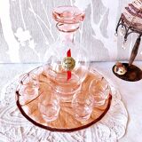 Rosé liqueur service in Hartzvillier crystal, handmade in France