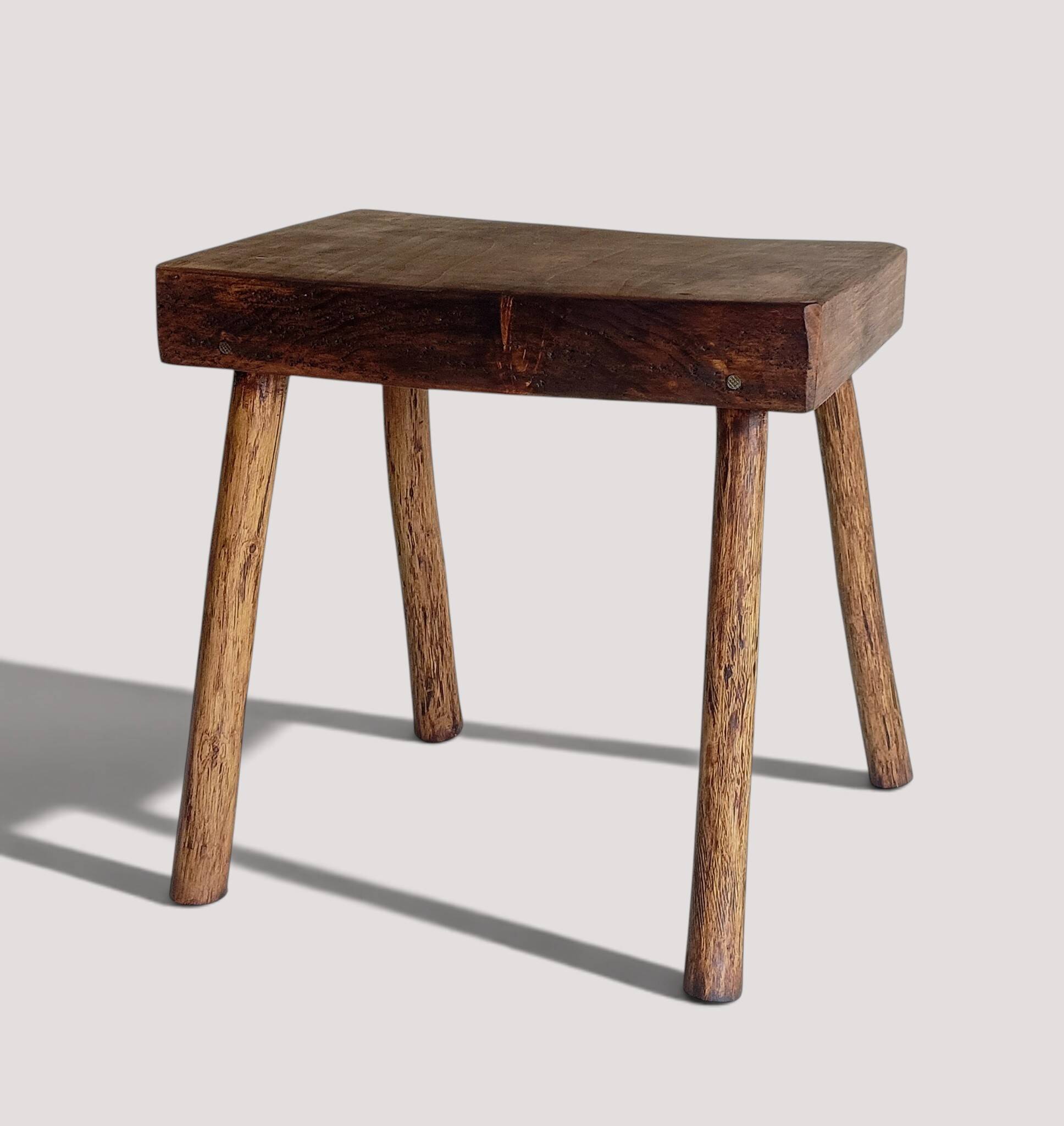 Rustic European Solid Wood Accent Side Table or Stool