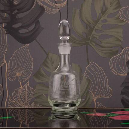 Vintage crystal carafe engraved with ears of wheat.