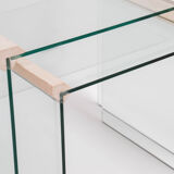 Tables gigage vintage en verre et travertin