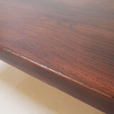 Midcentury danish rosewood dining table on bare steel box pin legs