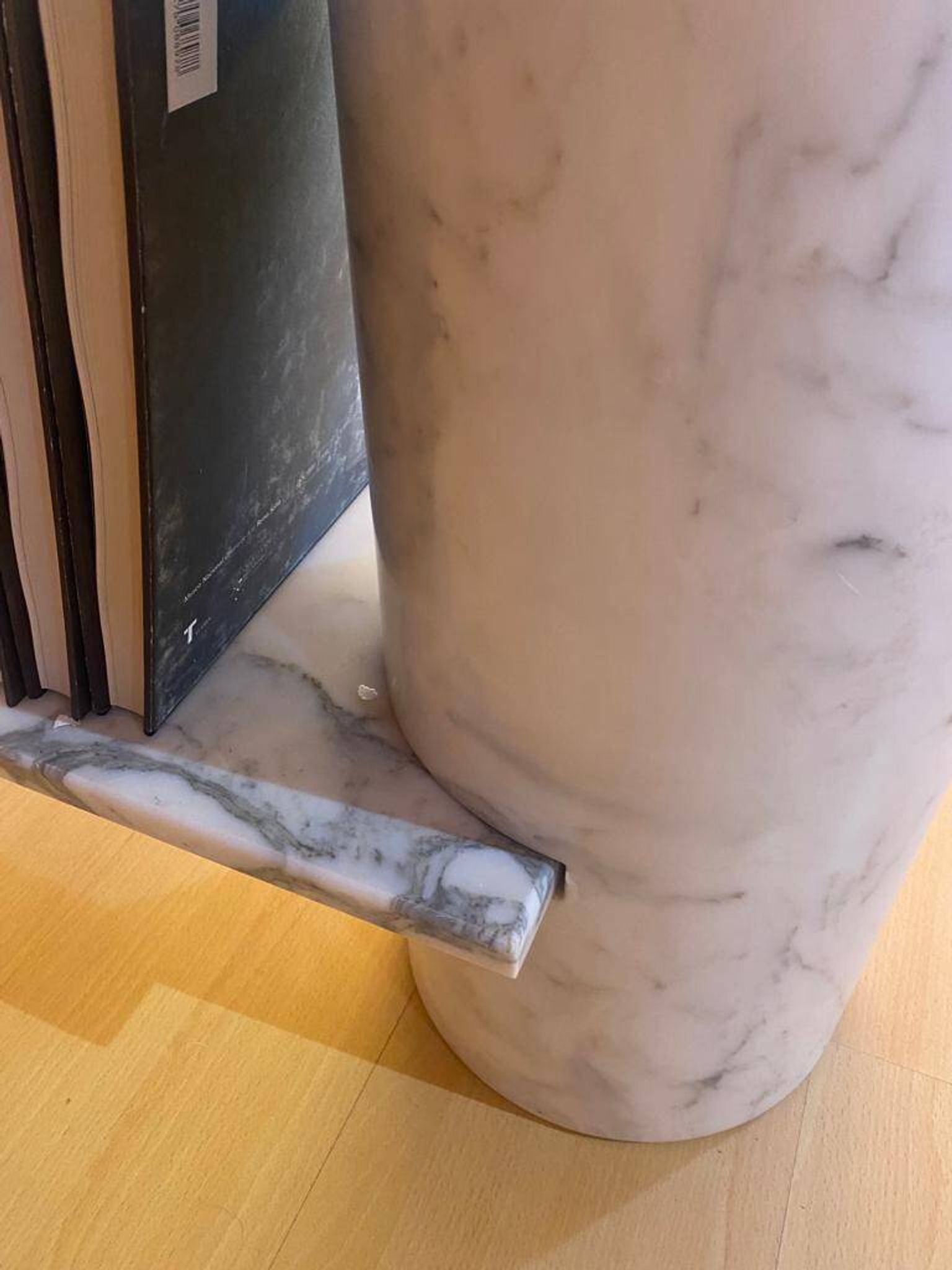 Loico Library by Angelo Mangiarotti in white Carrara marble, mid-20th century Italian.