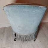 Napoleon III toad armchair. Pastel blue velvet