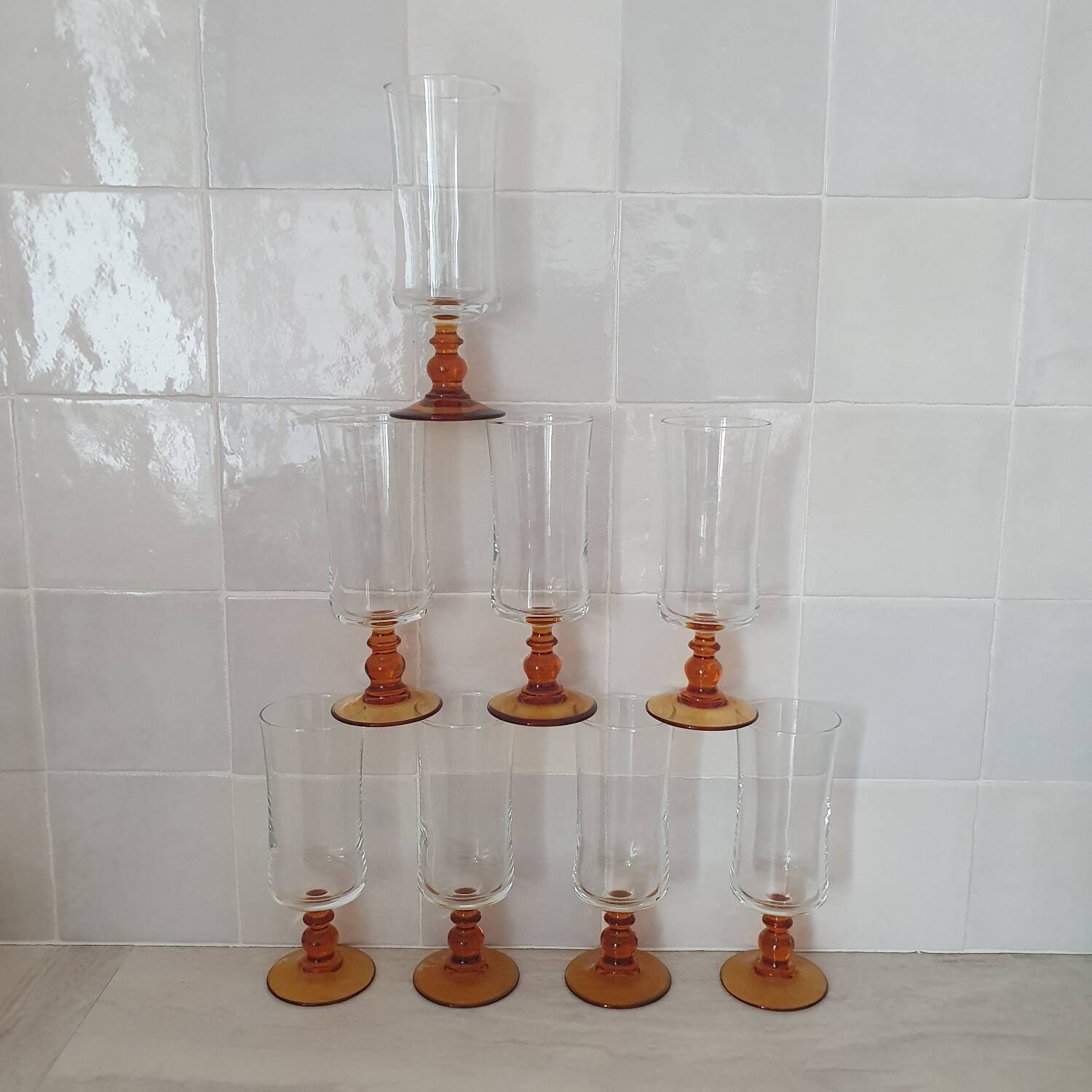 Luminarc amber stemmed glasses