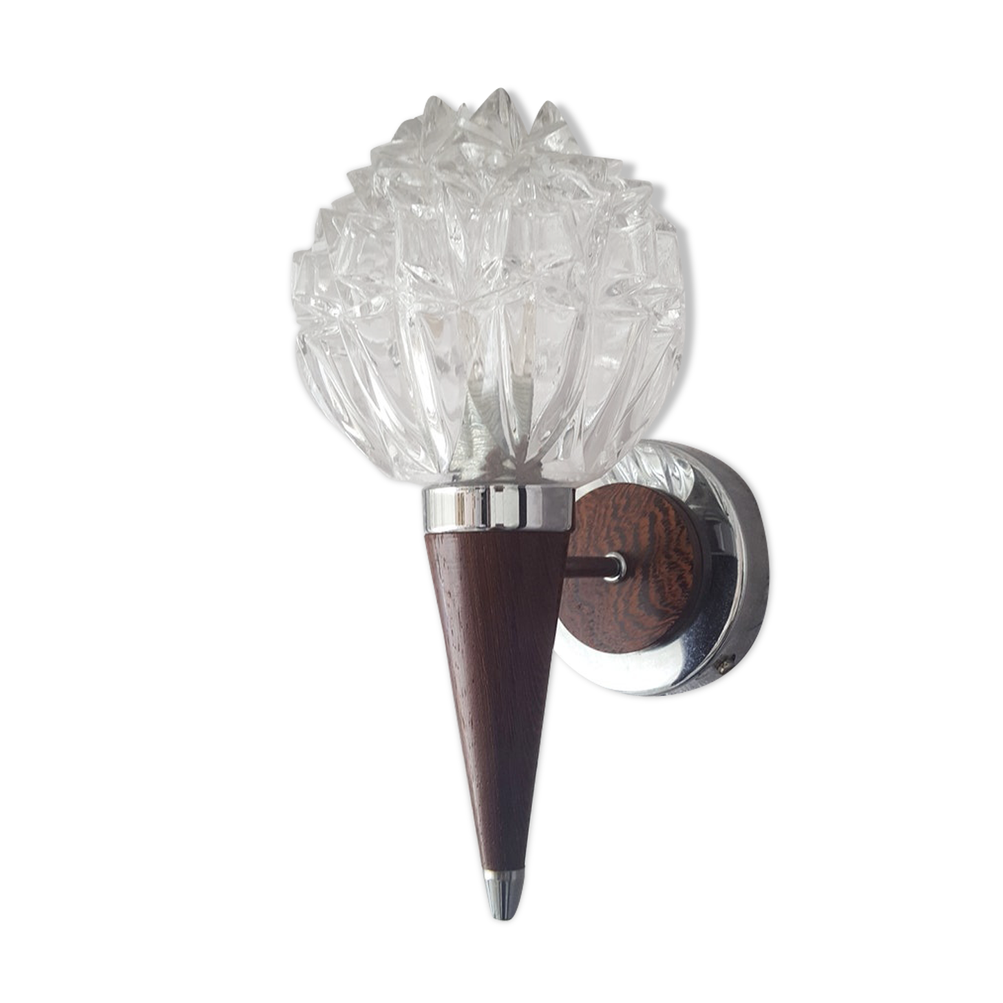 Vintage teak wall lamp from the 60s with chrome