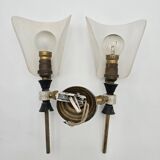 70's brass and plexiglass wall light