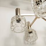5-branch chandelier in gold and blown glass with gold sequins, 1960