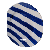 Set of 2 vintage plates in glazed stoneware with blue stripes