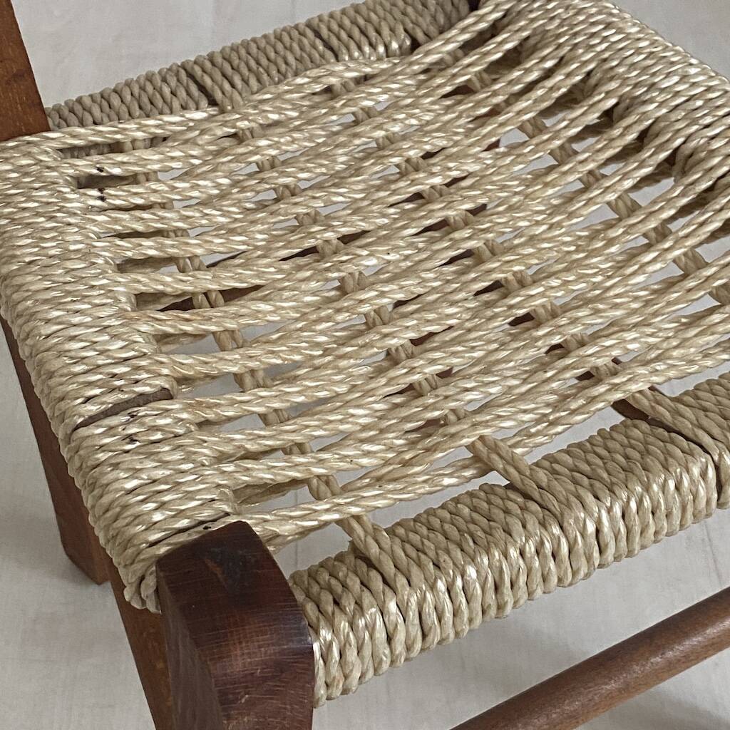 Chaise d'enfant vintage bois et corde
