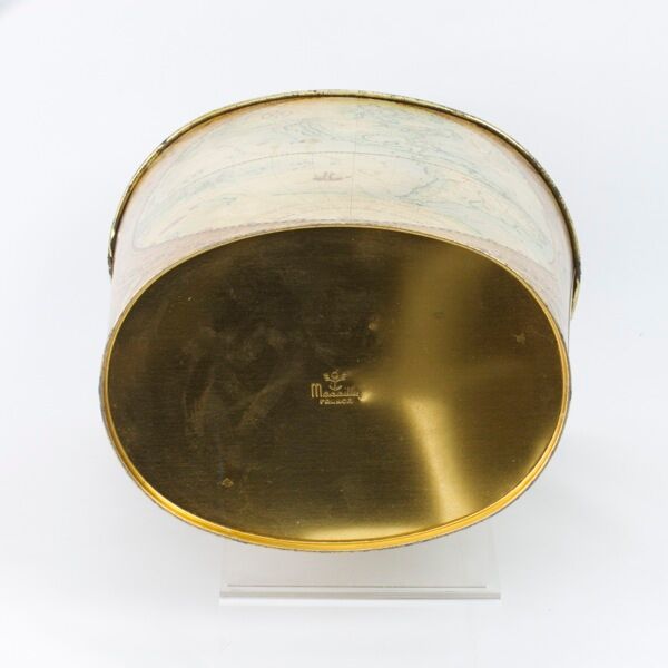Wastepaper basket Massilly France vintage sheet metal decoration planisphere, 1960
