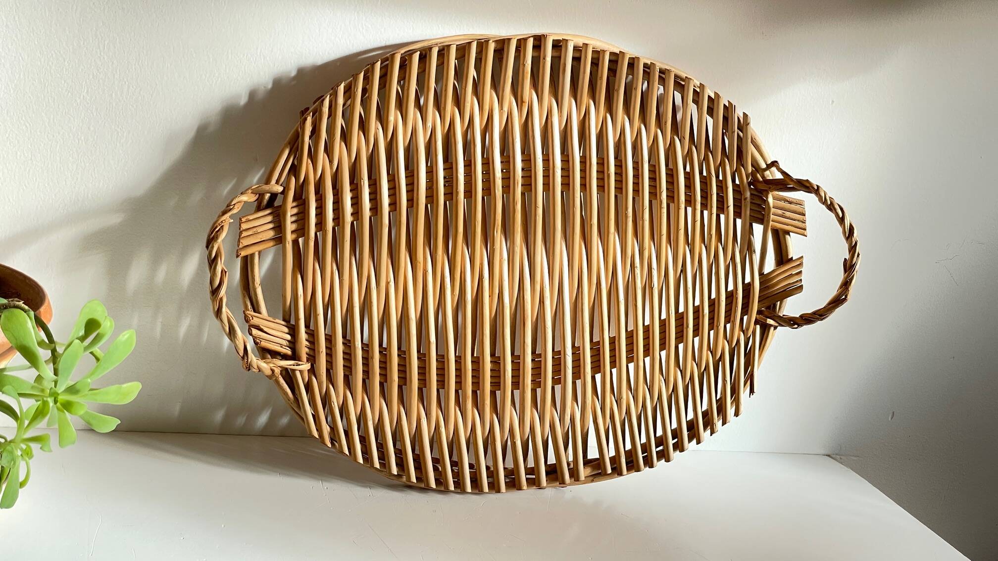 Vintage rattan presentation tray