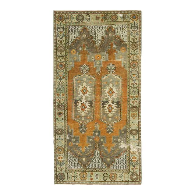 Vintage Turkish Oushak Handmade Wool Rug 117x231
