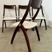 Set of 4 vintage 70s Italian design wooden and terry chairs