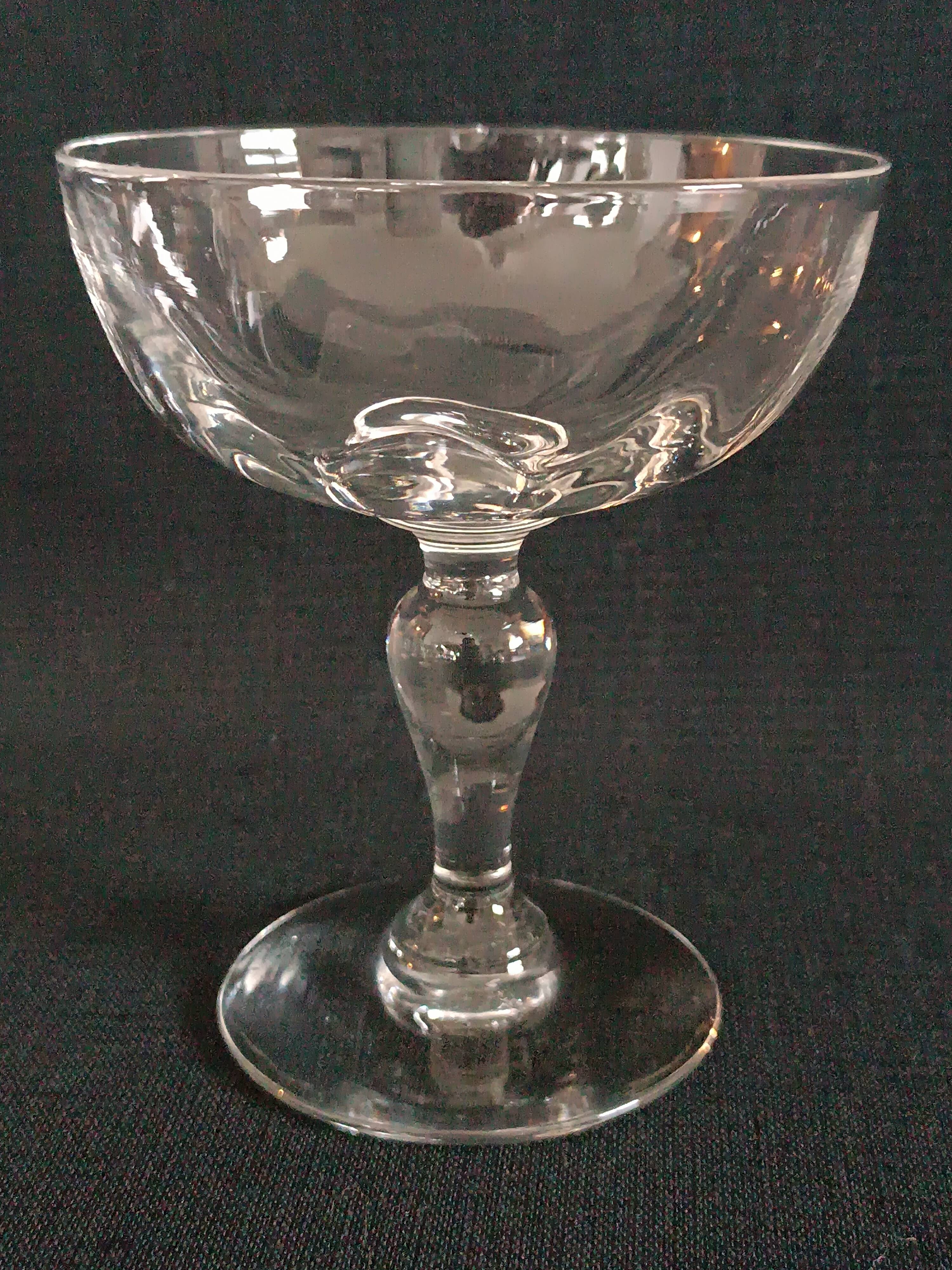 14 Champagne glasses in 19th century blown glass