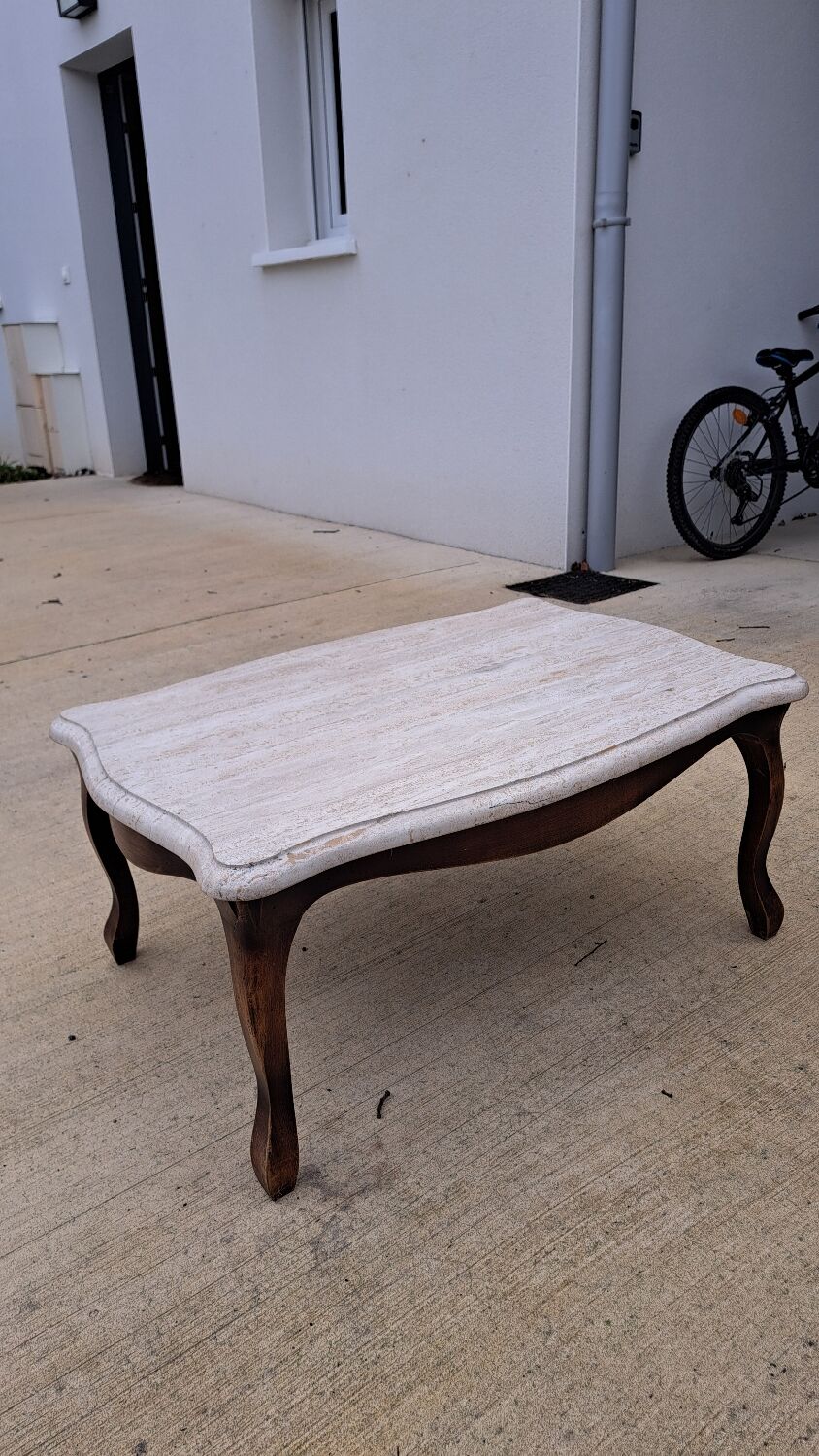 Wood and marble coffee table