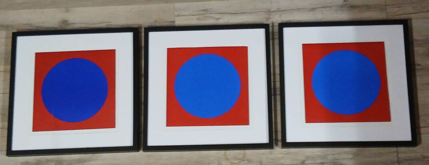 Vintage Optical Art Triptych - Victor Vasarely - 3 Frames 40x40cm