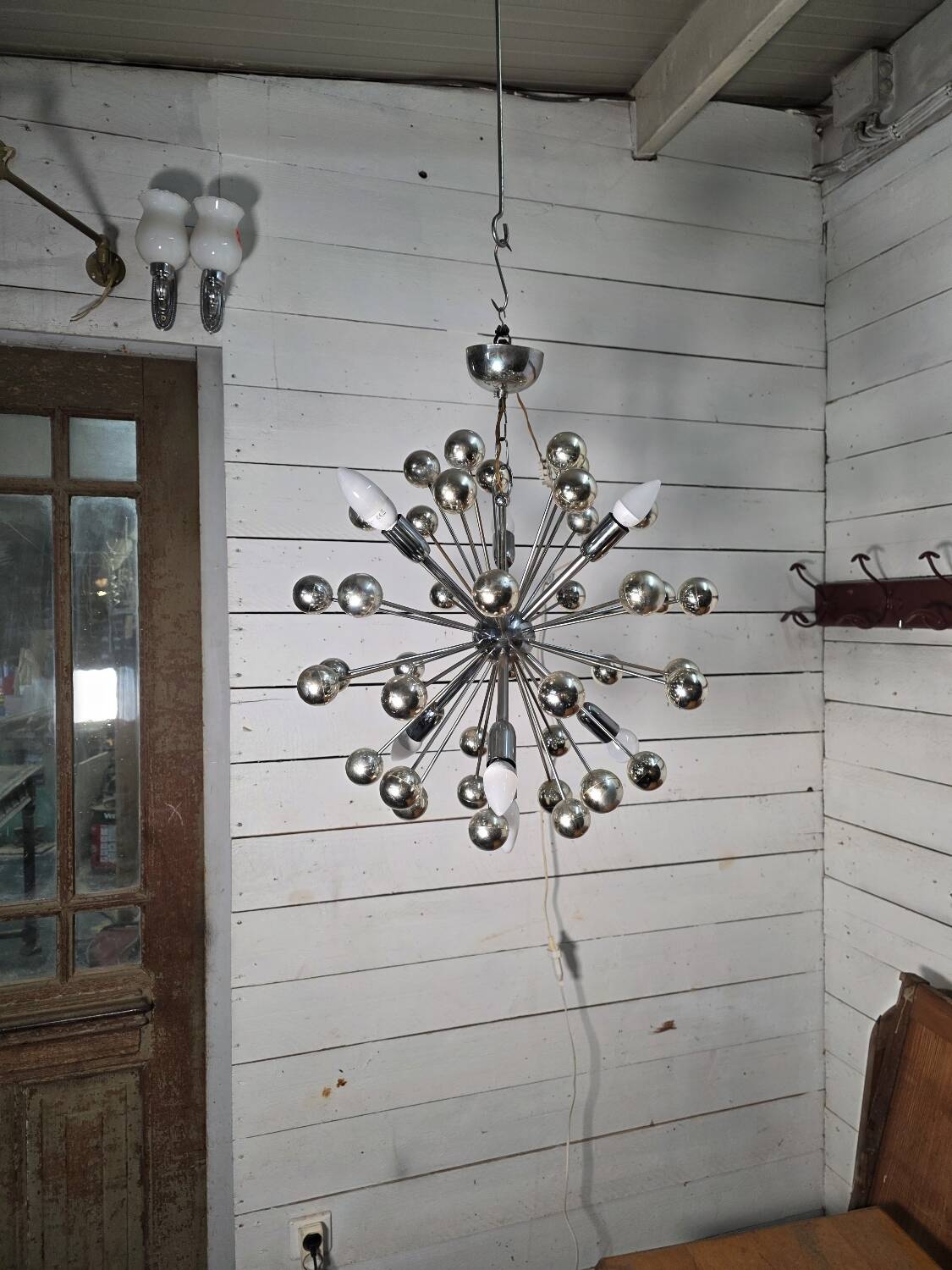 1970s chrome metal Sputnik chandelier