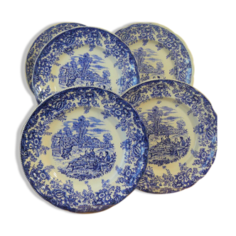 Cinq assiettes de table style porcelaine anglaise