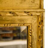 Mirror trumeau old golden wood carved pediment floral romantic painting h 135 cm
