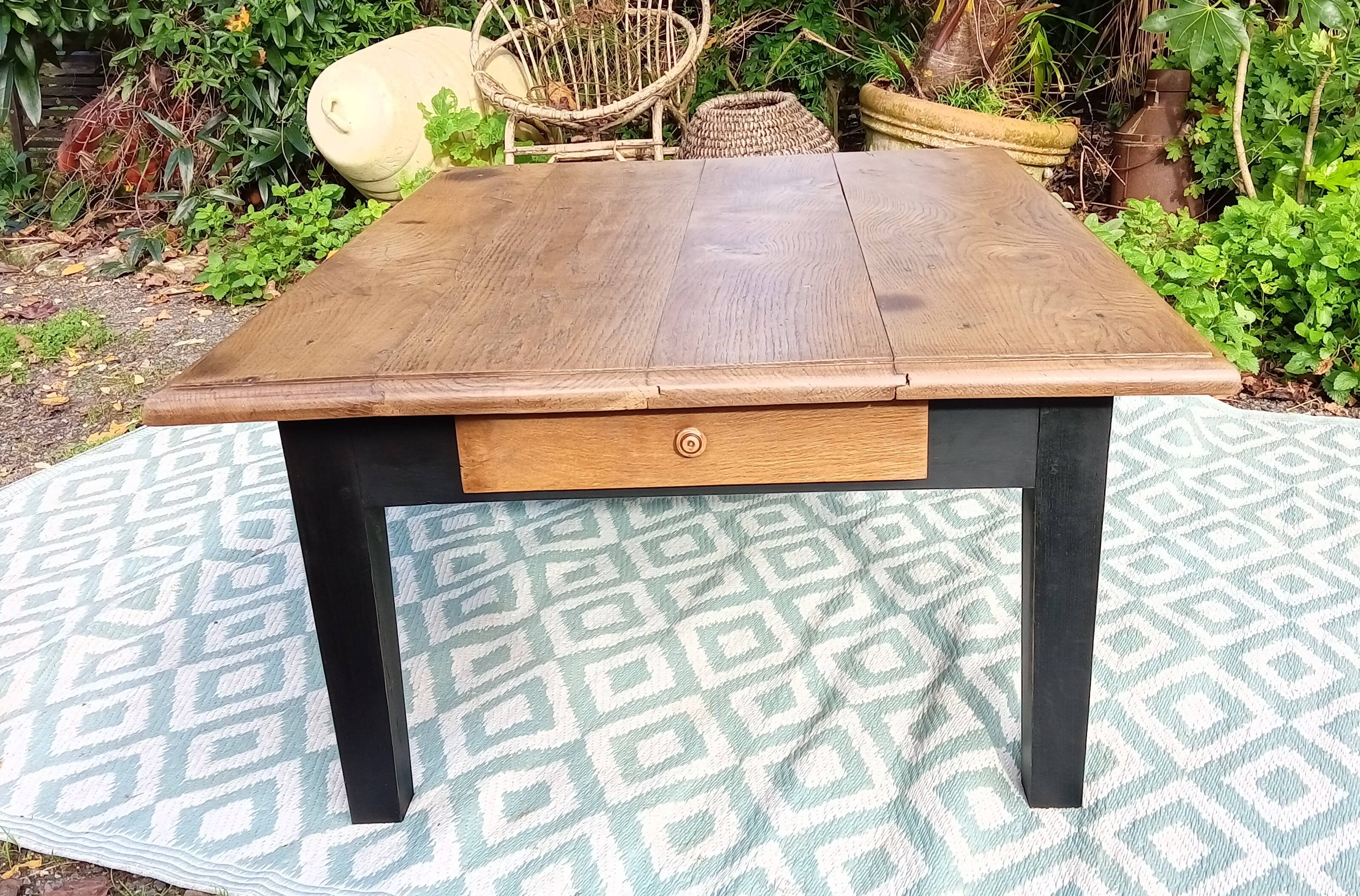 Low farmhouse table in solid oak