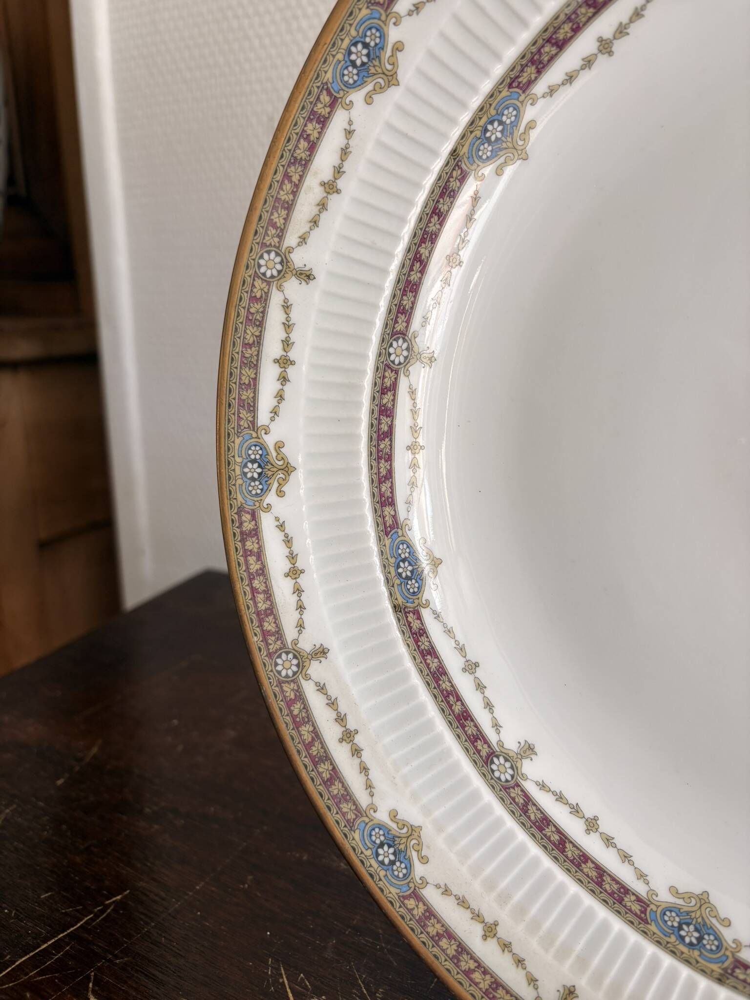 Deep Plate Porcelain Limoges Harreau Fluted Edge Neo Style Salad Bowl