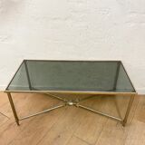 Glass and brass coffee table
