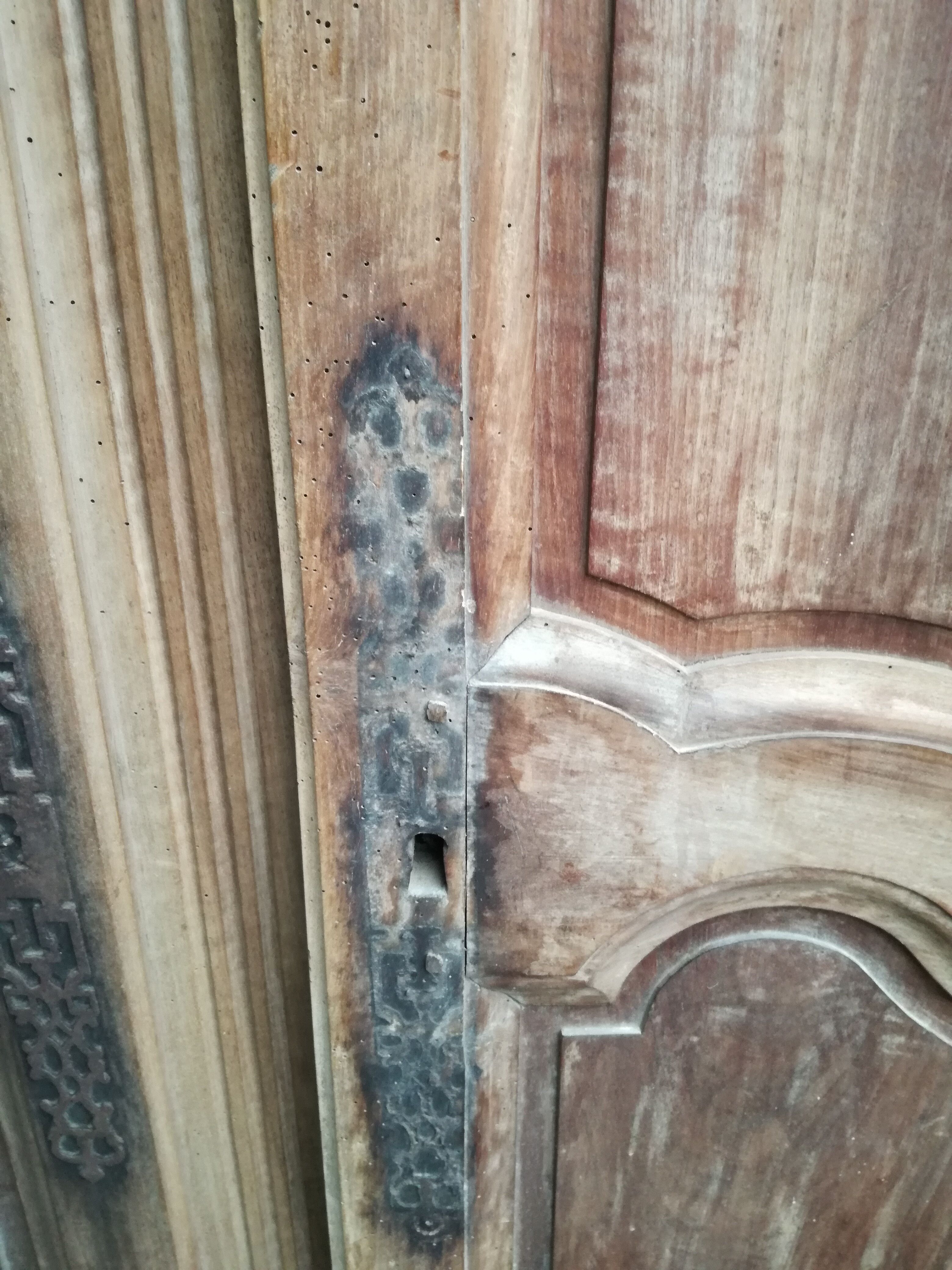 Double antique walnut closet doors
