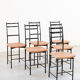 Dining chairs in brown leather and aluminum by ycami, 1980