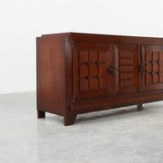 Art Deco carved geometric sideboard by Charles Dudouyt in oak, France ca. 1