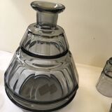 Carafe et 5verres art déco en cristal fumé mauve