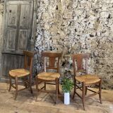 3 rustic chairs mulched solid wood Directoire