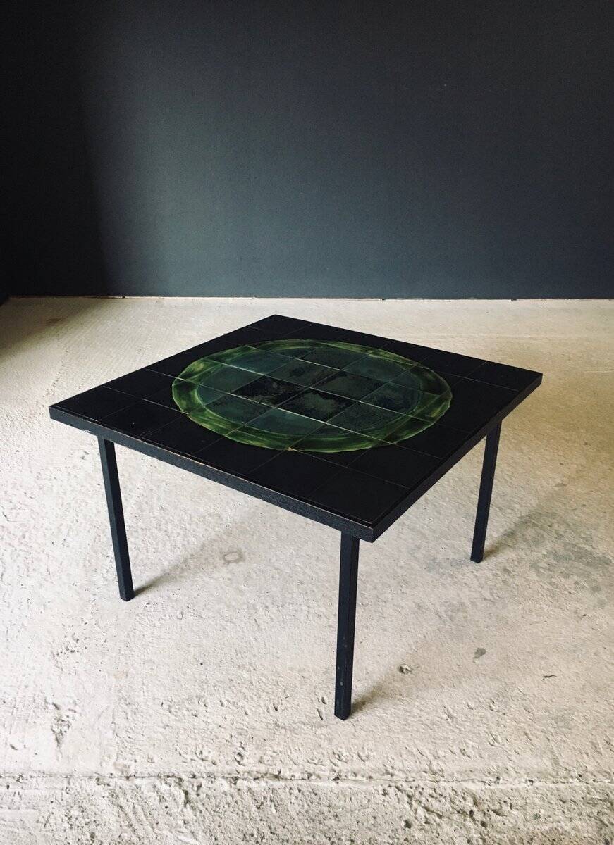 Mid-Century Studio Ceramic Tile Coffee Table, Belgium, 1960s