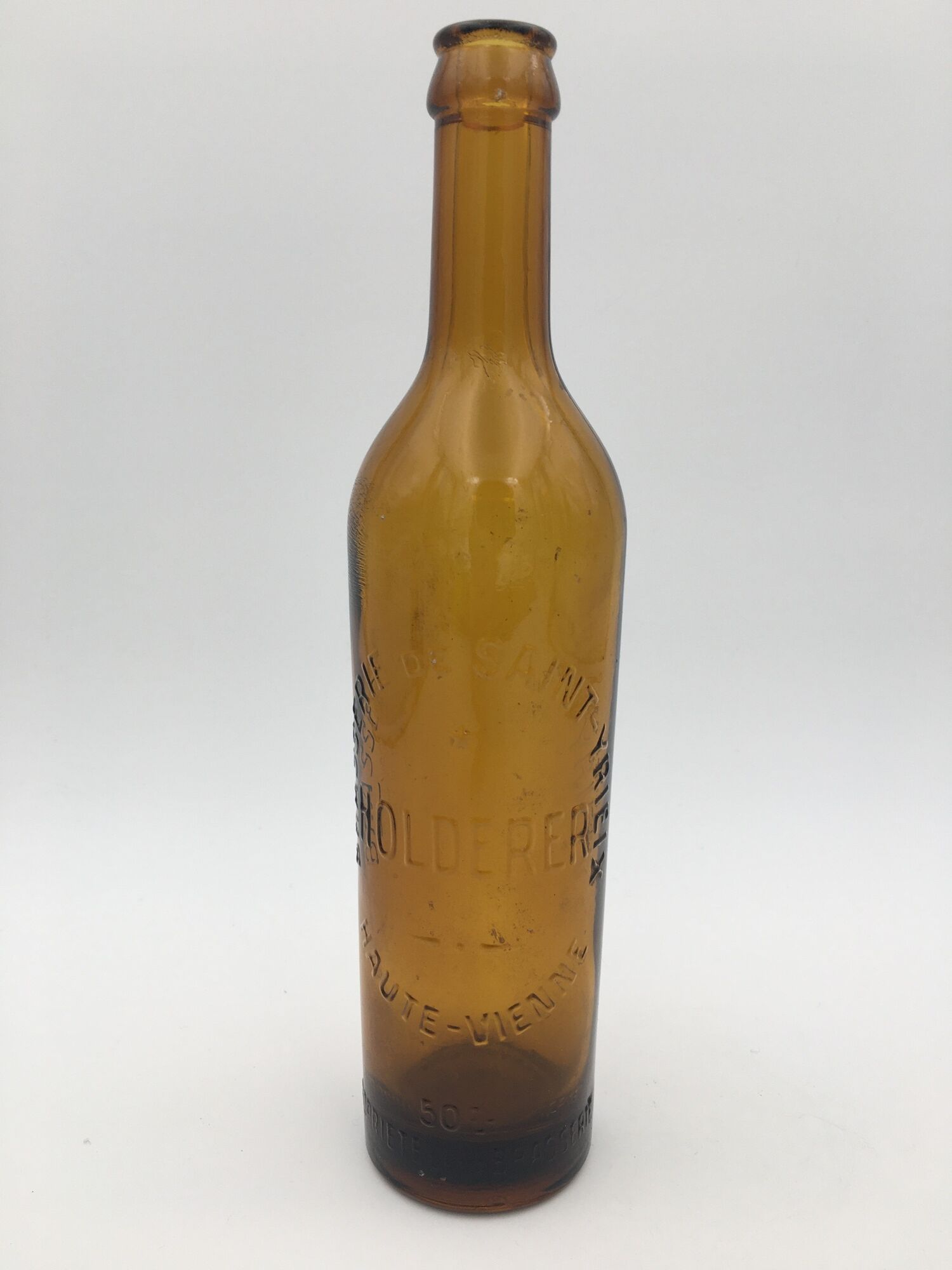 Bottle of old glass beer, Holderer Brewery (Saint Yrieix) - 20th century