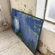 Peinture XL jarre bleue Saunière Audouze