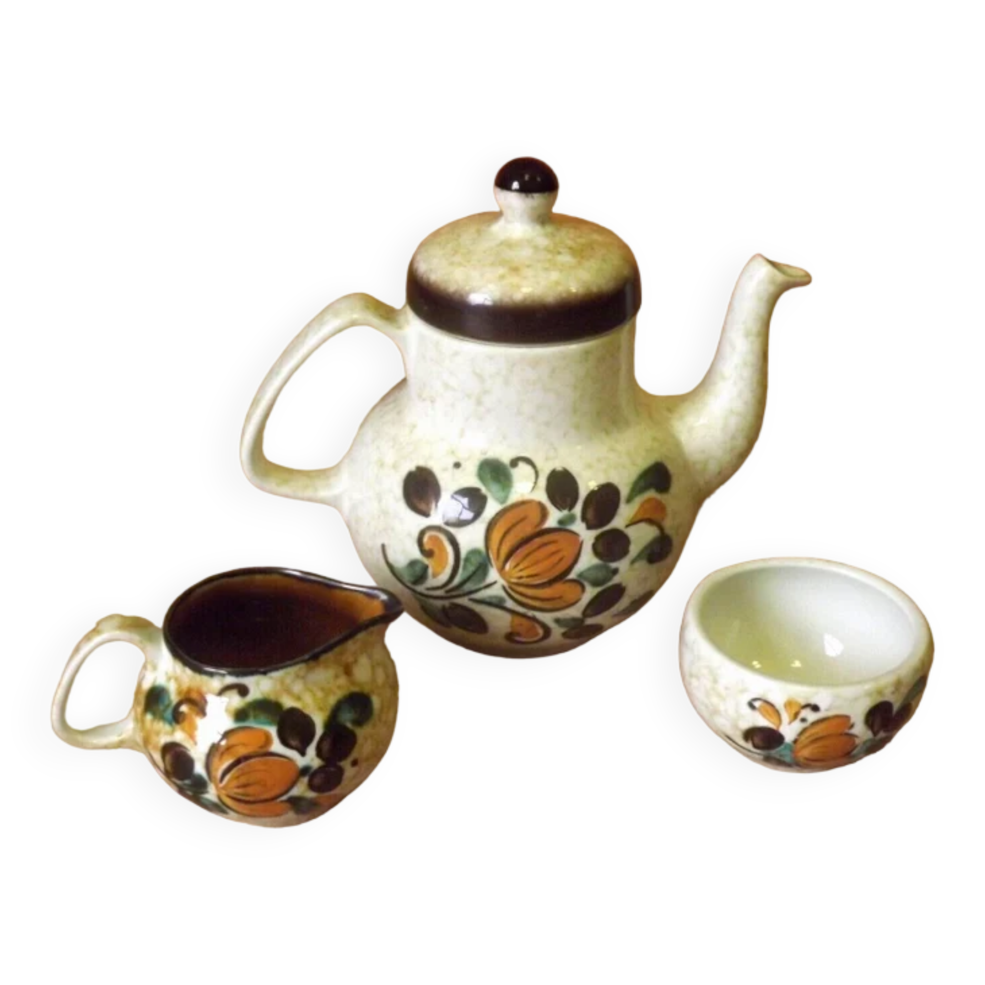 Vintage Boch La Louvière Corfou Collection 3-Piece Coffee Pot Bowl Jug Set