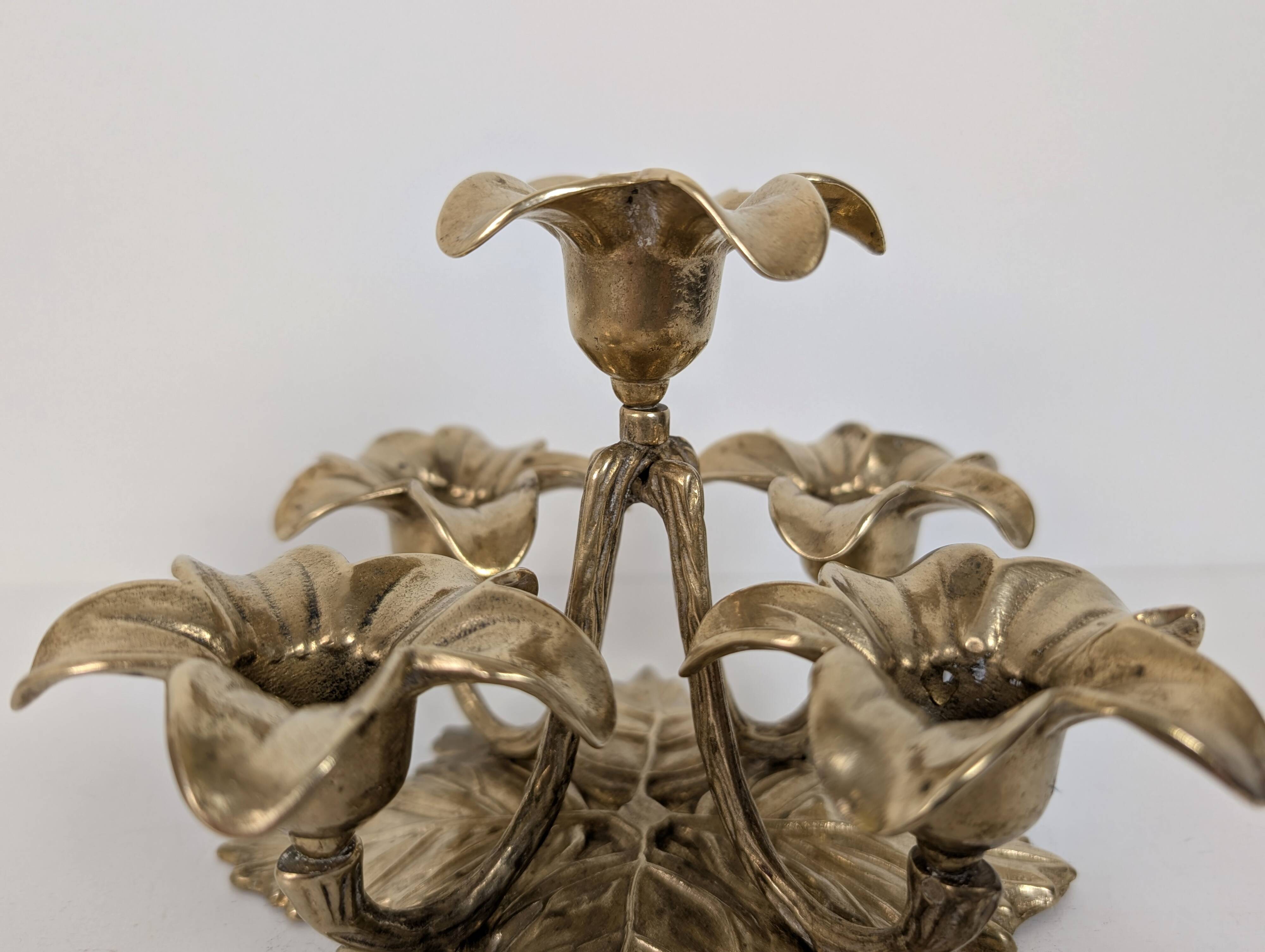 Brass flower candle holder