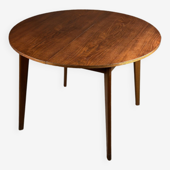 Scandinavian round teak table with integrated extension 70'S