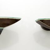 After Fontana Arte Pair of Modern Italian Glass and Brass Sconces, 1980s