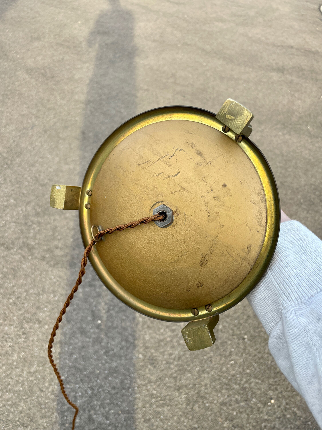 Vintage tripod lamp foot twisted brass