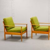 Pair of Beech Wood Ladder Lounge Chairs after Grete Jalk for France and Son