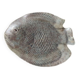 Large fish-shaped dish in transparent glass, made in France, vintage 1970